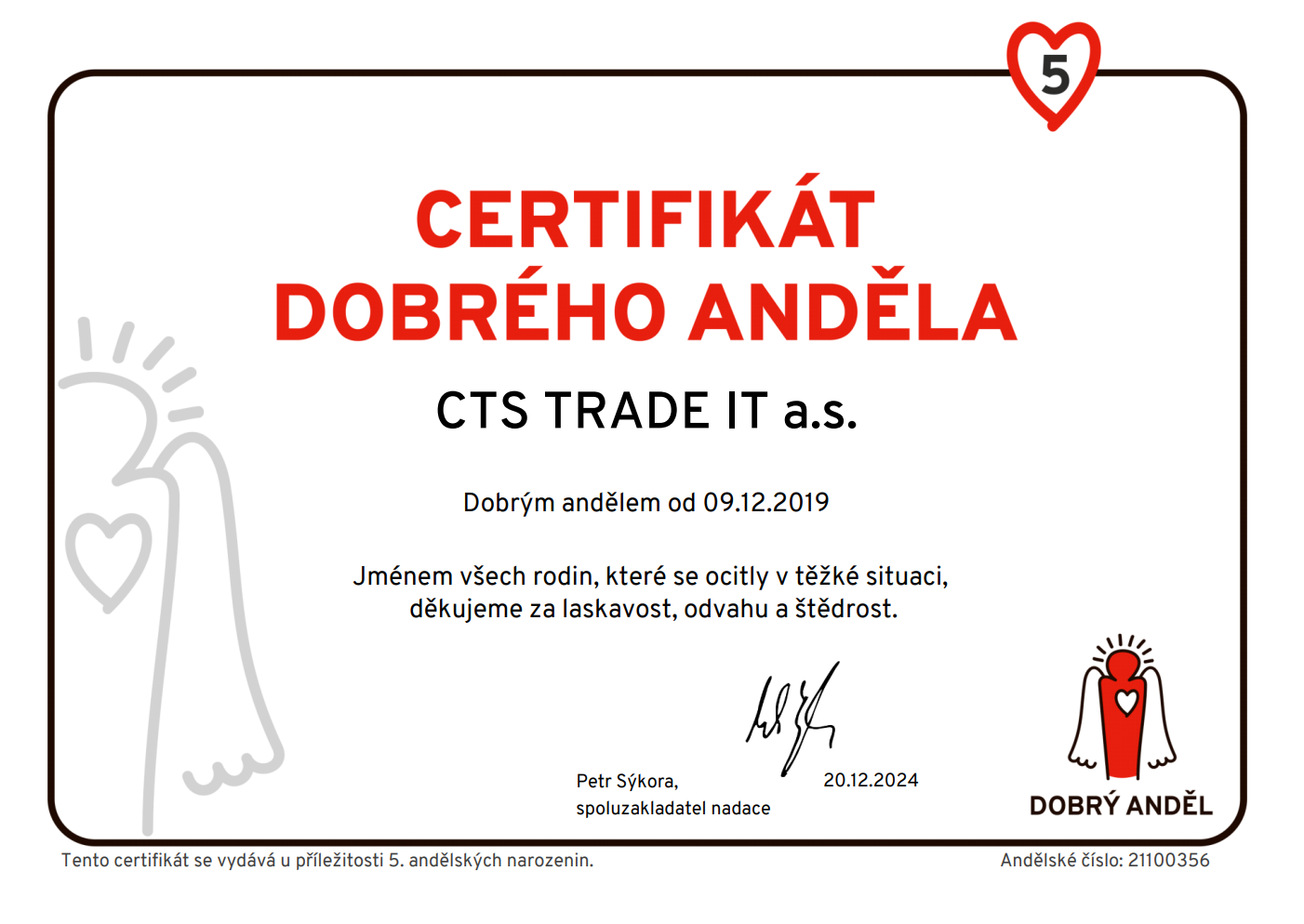Dobrý Anděl_certifikát