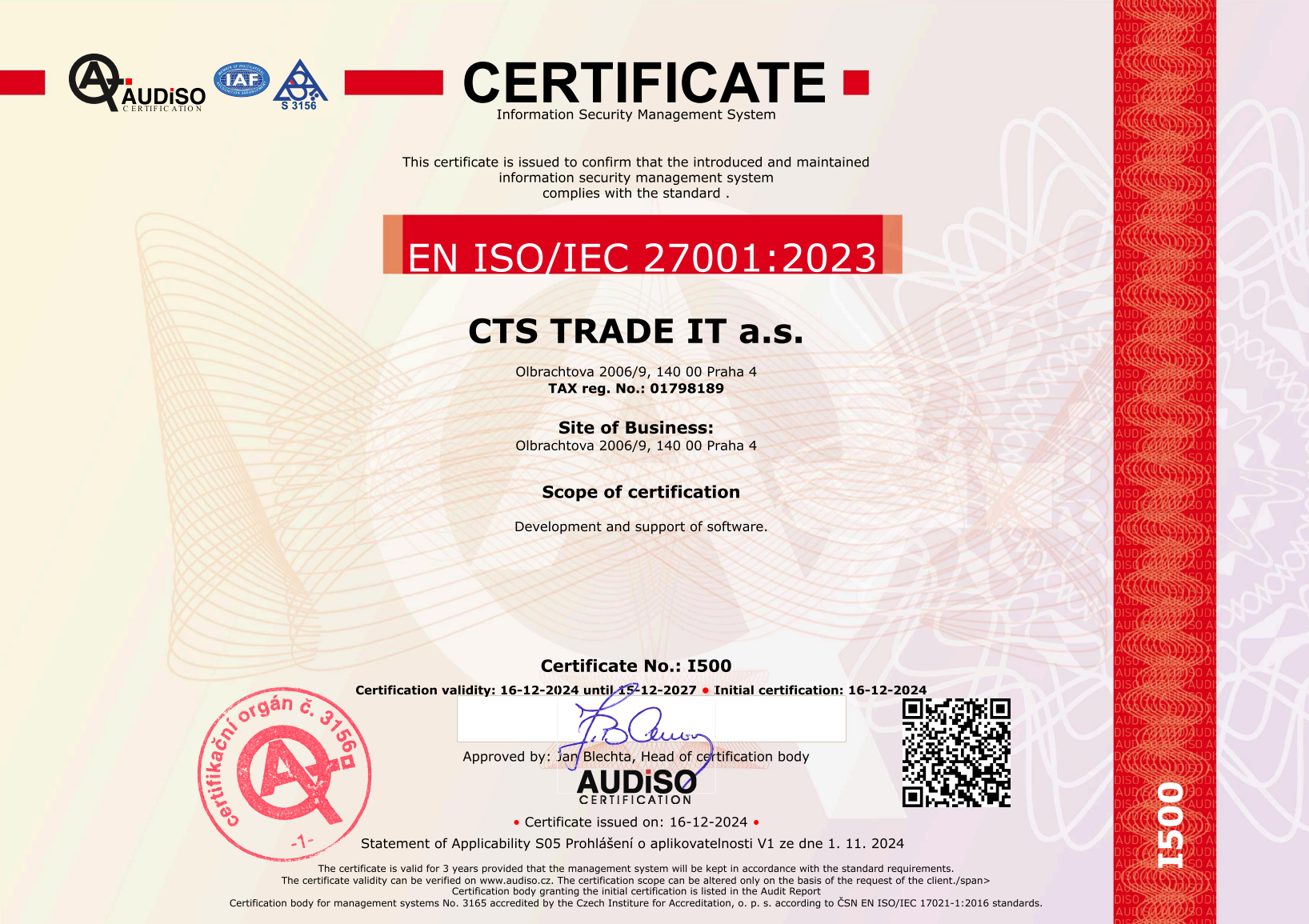 ISO CERTIFIKÁT EN